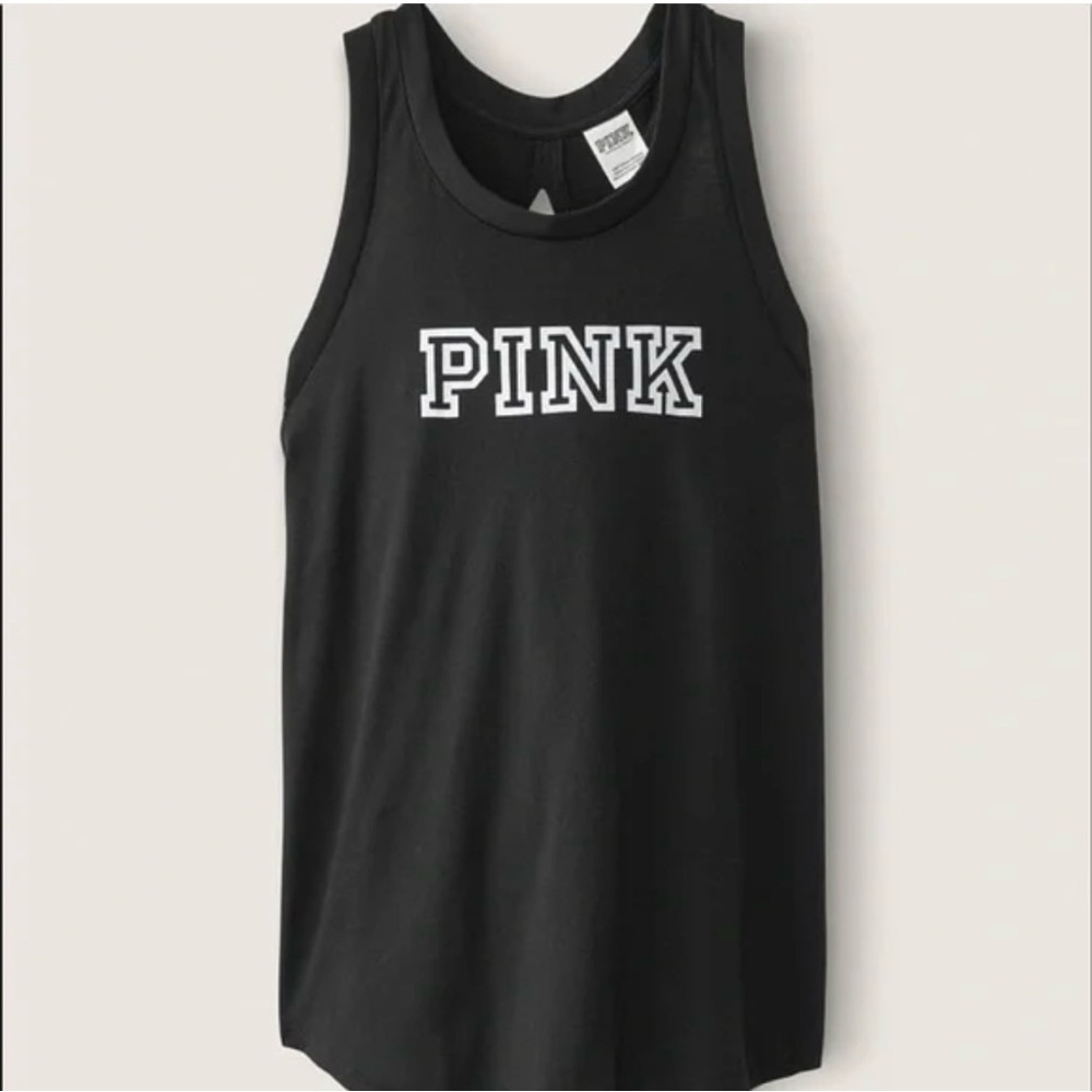 Victoria's Secret PINK Knit Racerback
Logo Cutout Slit Back Tank Top